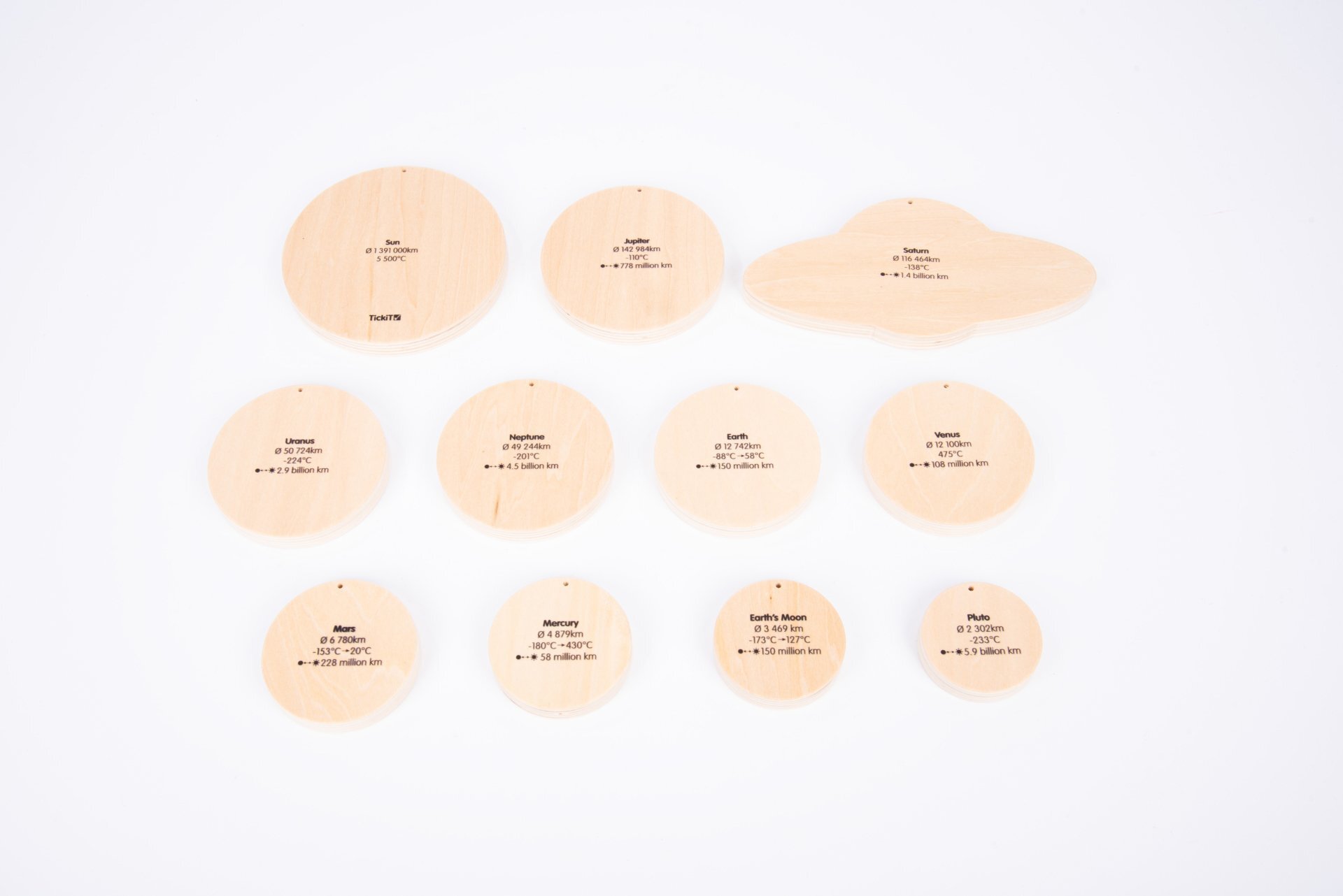 Houten zonnestelsel  schijven - Ticket