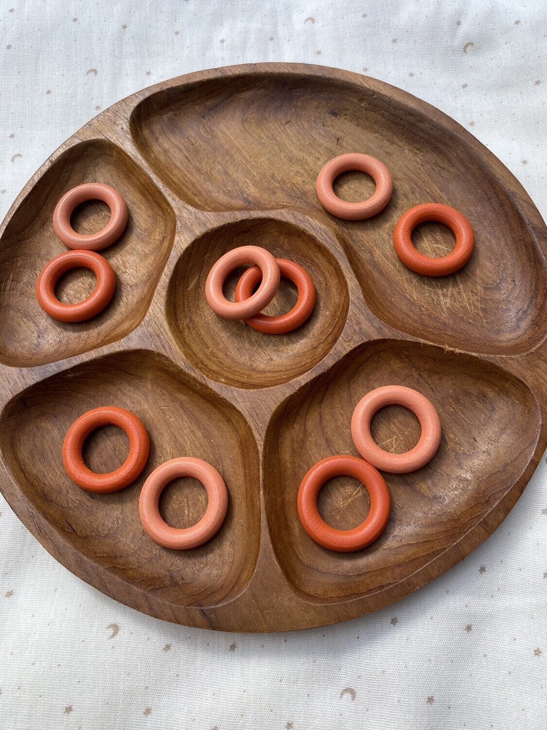 Houten mandala schatten - Hoepel - Oranje - 10 stuks -Tickit