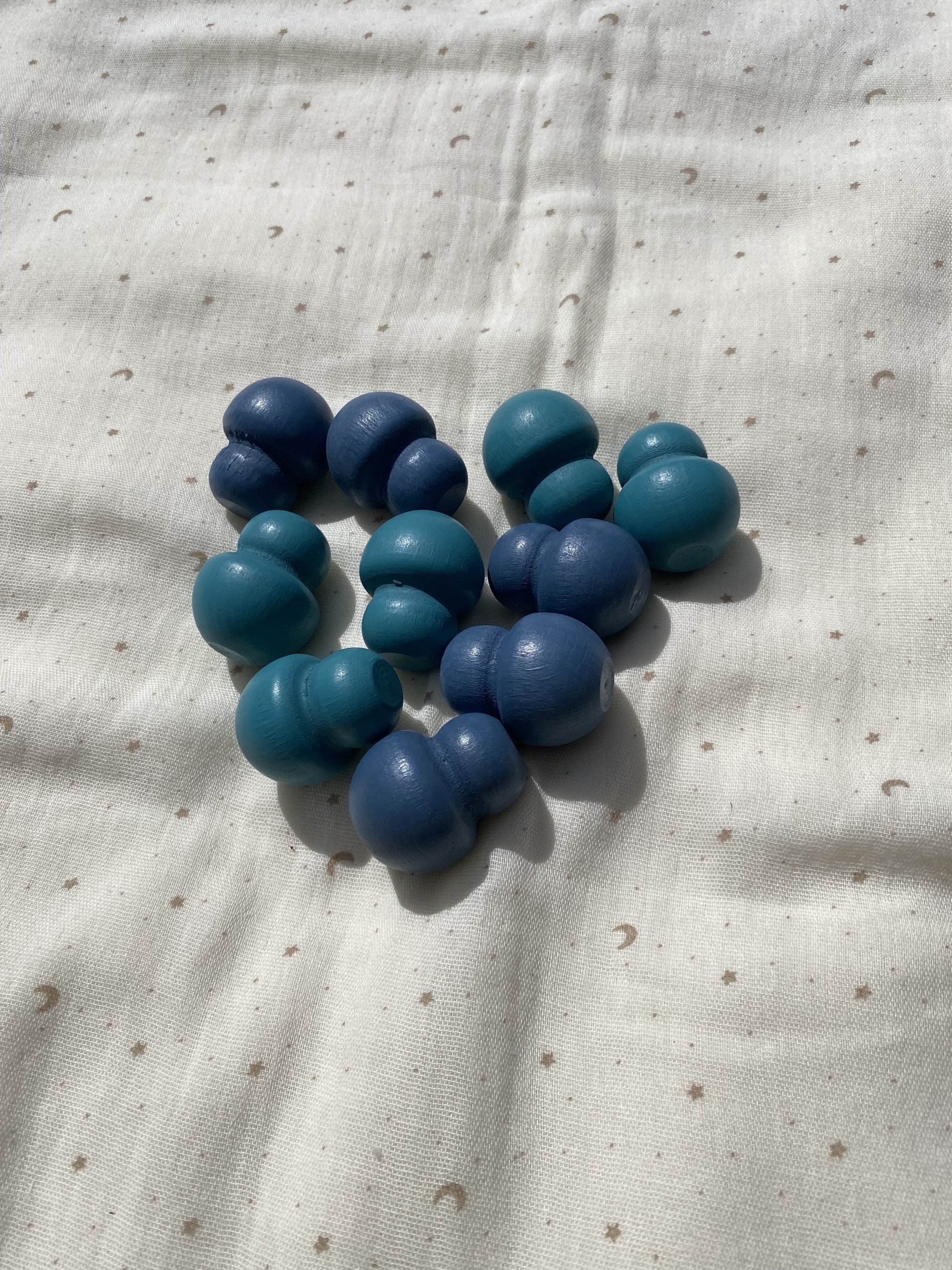 Houten mandala schatten - Nelson - Blauw - 10 stuks -Tickit