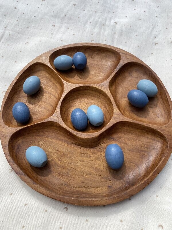 Houten mandala schatten - Eitjes - Blauw - 10 stuks -Tickit