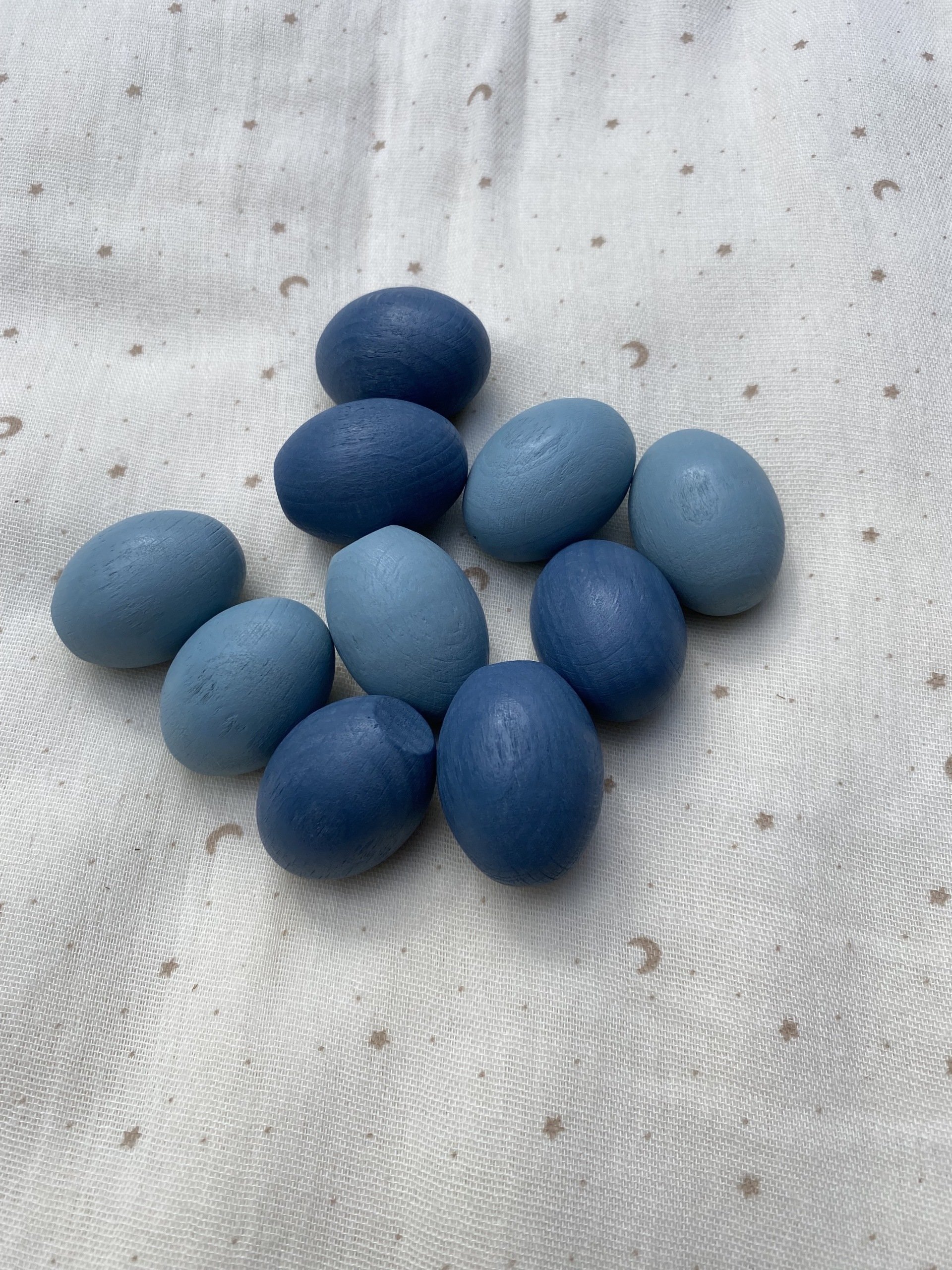 Houten mandala schatten - Eitjes - Blauw - 10 stuks -Tickit