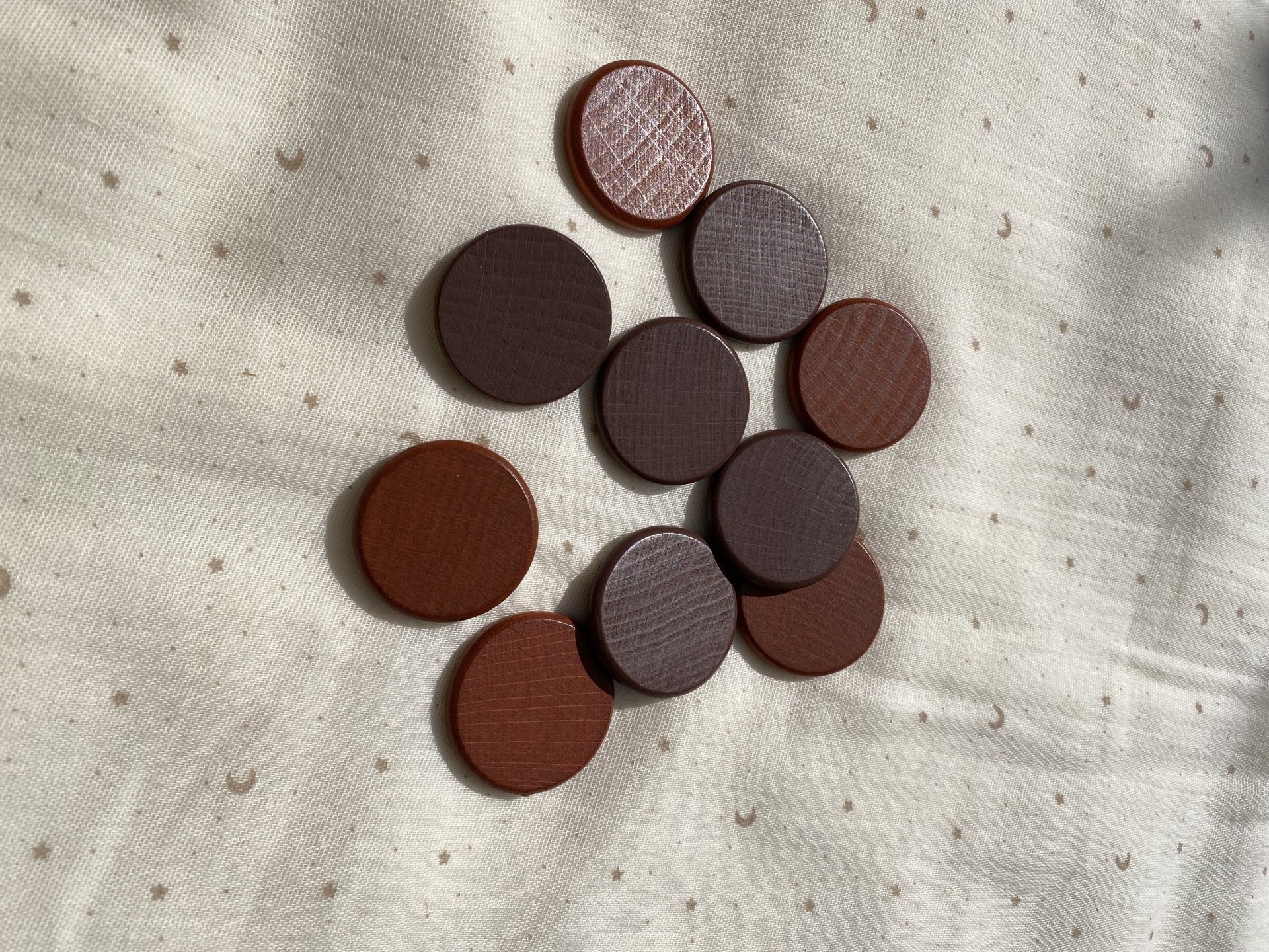 Houten mandala schatten - Steen - Bruin - 10 stuks -Tickit