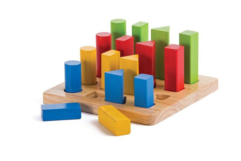 NIEUW - 4 verschillende vormen puzzel - Geometrisch Peg Board - PlanToys