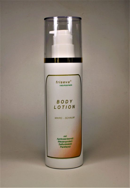 BODY LOTION mit Saflordistelöl, Babassuöl, Aprikosenkernöl, Weizenprotein BODY LOTION mit Saflordistelöl, Babassuöl, Aprikosenkernöl, Weizenprotein