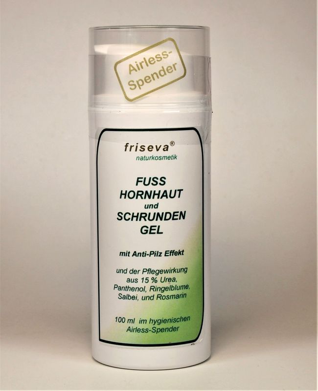 Fuß Hornhaut- und Schrunden Gel mit Anti-Pilz Effekt, 15% Urea, Panthenol, Ringelblumenöl, Salbeiöl und Rosmarinöl Fuß Hornhaut- und Schrunden Gel mit Anti-Pilz Effekt, 15% Urea, Panthenol, Ringelblumenöl, Salbeiöl und Rosmarinöl
