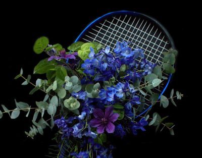 Meer bloemstukken met blauw