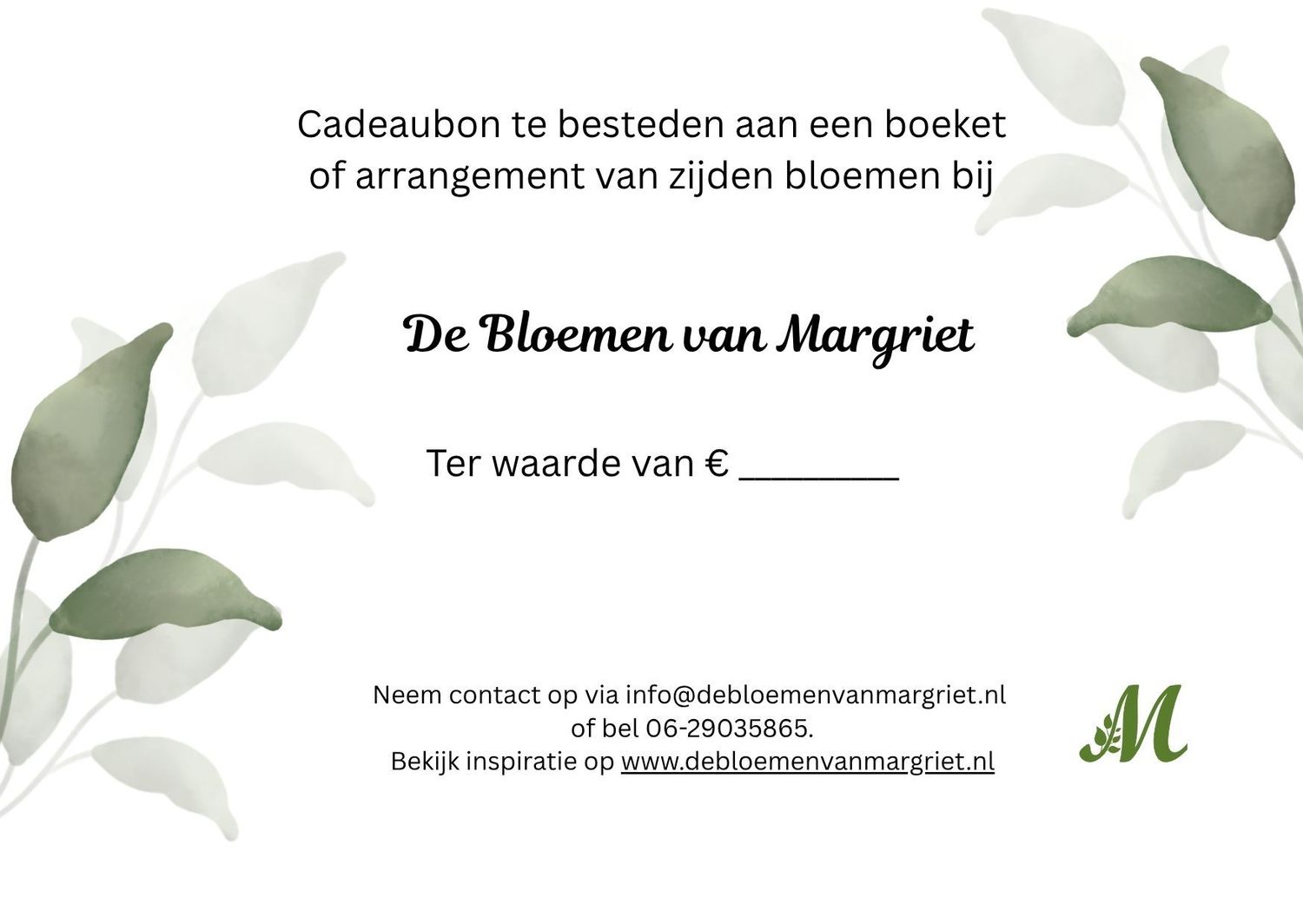 Zijdenbloemen Cadeaubon