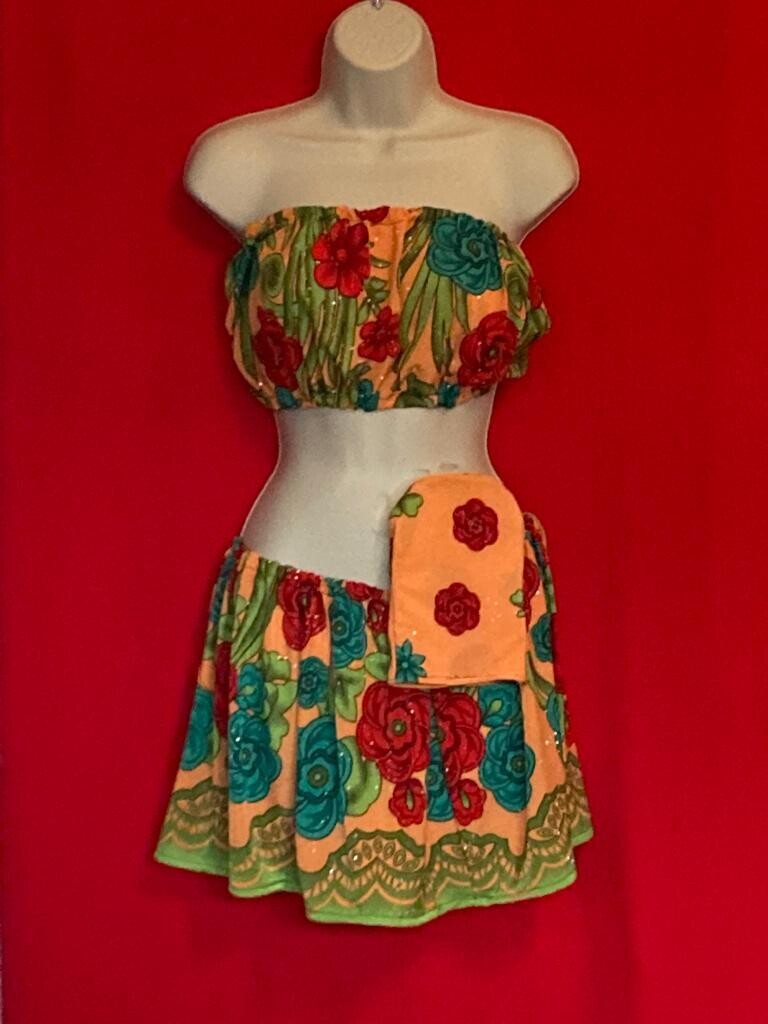 Orange 'N' Flowers- Exclusive 3 Piece Swimwear