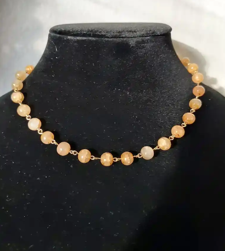 Peaches and Cream Beaded Necklace