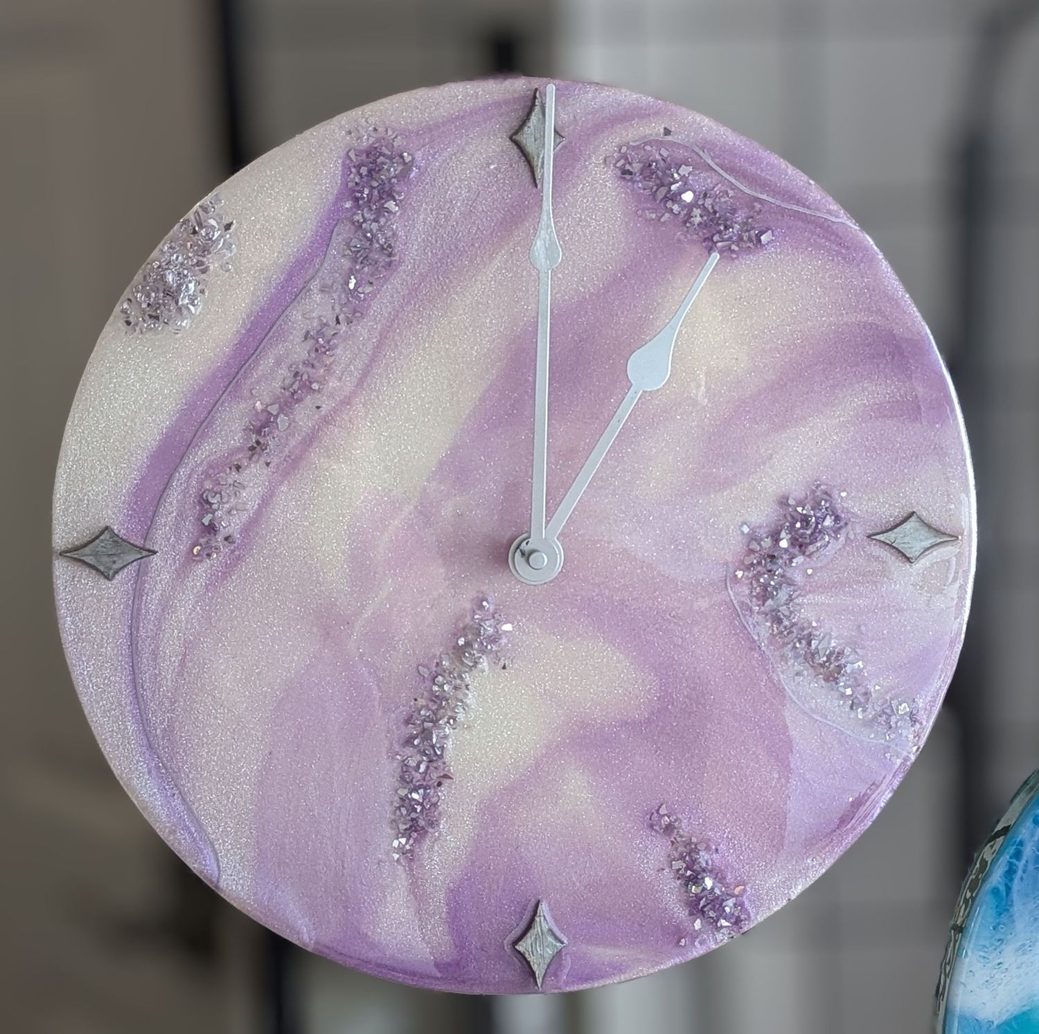 14" Purple Geode Clock