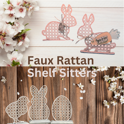 Faux Rattan Easter Shelf Sitter Sets