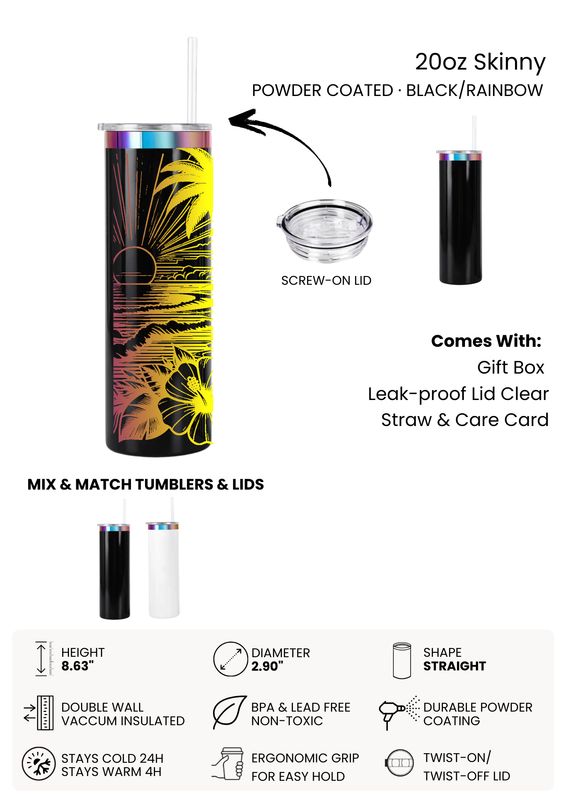 20 oz Rainbow Plated Tumblers