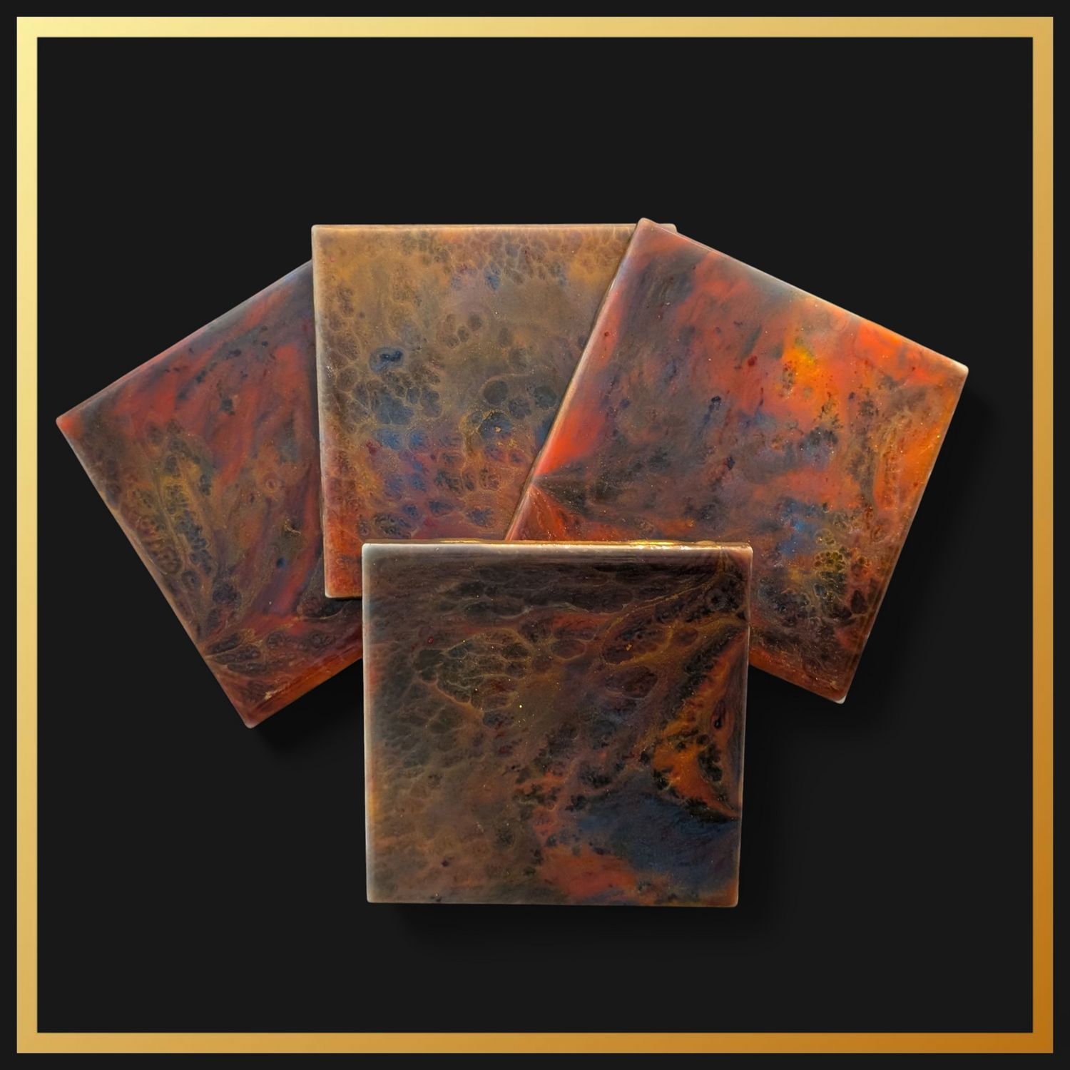 Epoxy Resin Tile Coaster Set