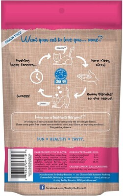 Buddy Biscuits Grain Free Turkey &amp; Cheddar Cat Treats, Soft &amp; Chewy, No Added Gluten, Wheat, Corn or Soy; 3 Ounce
