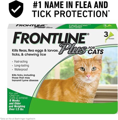 FRONTLINE Plus Flea and Tick Treatment for Cats; 1 Vial (1 Dose)