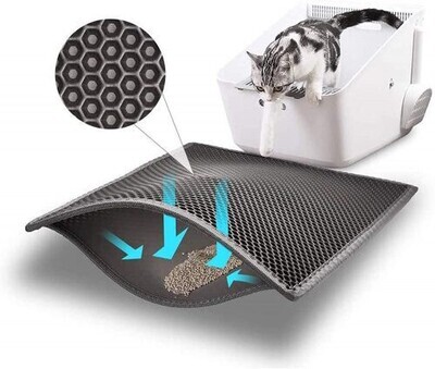 *Bull-o Cat Litter Mat Litter Trapper Size 24” X 15”, Honeycomb Double-Layer Design Waterproof Urine Proof Material, 2-Layer Sifting Easy Clean Scatter Control - (GREY)