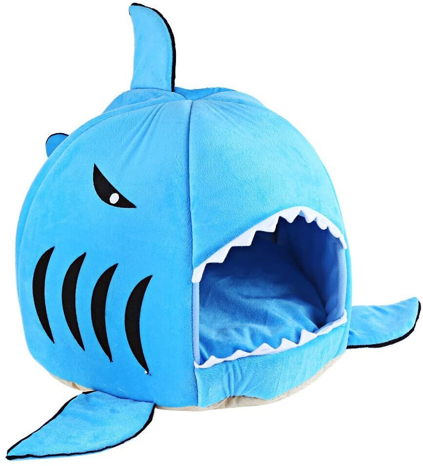 ( 1)) cocopet Shark Bed for Small Cat Dog Cave Cozy Bed Removable Cushion, Waterproof Bottom; Brand: cocopet