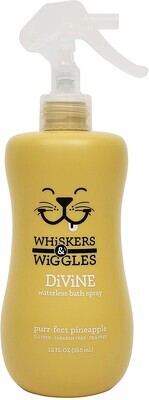 *Whiskers &amp; Wiggles Cat Grooming Supplies - Cat Bath Supplies, Cat Wipes, Pet Wipes, Wipes for Cats, Cat Cleaning Wipes - Divine Waterless Bath Spray for Cats, Waterless Dry Shampoo Spray, Pet Spray