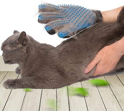 SSRIVER Pet Grooming Glove Hair Remover Brush Gentle Deshedding Efficient Pet Mitt Pet Massage Gloves Left &amp; Right Hand Draw Dog Cat Horse Long Short Fur (1 Right Hand (Blue)); Brand: SSRIVER