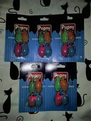 Multi-Coloured Mice Toys; Size: 4 Mice (4) PK