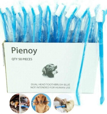 *Pienoy 1-Piece Double-Headed Cat/Dog Toothbrush – Convenient Toothbrush to Clean pet Teeth, pet Toothbrush (Blue)