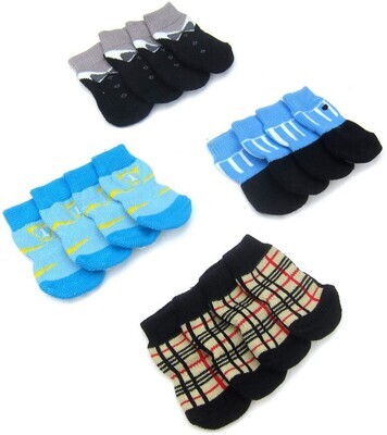 ( 1) (1 SET - 4 SOCKS) Alfie Pet – Sawyer *Per 1 Set of 4 (that is 4 single socks) Cat/Dog Paw Protection Indoor Socks; Brand: Alfie Pet **Sold Per Set of 4 Socks