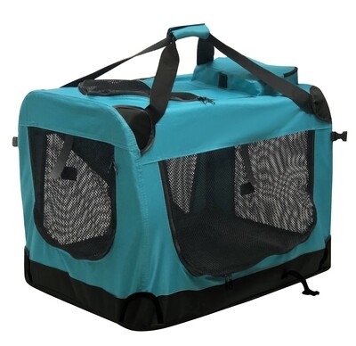 *FOLDABLE PET SOFT CRATE - TEAL - S​MALL (24" x16" x 16" (61 x 40.5 x 40.5 Cm)