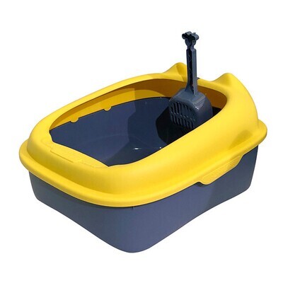 *Cat Ears Design CAT LITTER BOX W/SCOOP LARGE (Assorted Colours) - Size: 21 inches x 16.6 inches x 10.5 inches (51.5cm x 41.5cm x 26cm)
