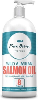 Pure Ocean Nutrients Wild Alaskan Salmon Oil for Dogs and Cats; Natural Supplement with Omega 3’s to Support Joint, Heart, and Immune Health; Promotes a Shiny Soft Coat and Healthy Skin - Expiry 2024