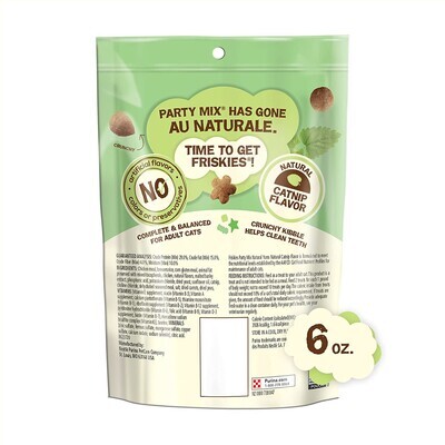 Purina Friskies MEGA Party Mix Naturals YUMS CATNIP Adult Cat Treats - 6 oz. Pouch (MEGA)