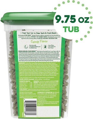 FELINE GREENIES Natural Dental Care Cat Treats, Catnip Flavor, 9.75 Canister - Exp 19.NOV.2022