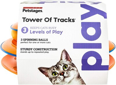 ( 1)) Petstages Cat Tracks Cat Toy - Fun Levels of Interactive Play - Circle Track with Moving Balls Satisfies Kitty’s Hunting, Chasing and Exercising Needs; Style: Tower Of Tracks