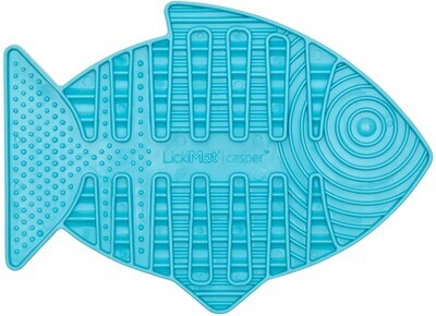 **Lickimat Casper, Fish-Shaped Cat Slow Feeders for Feline Boredom &amp; Anxiety Reduction; Perfect for Food, Treats, Yogurt, or Peanut Butter. Fun Alternative to a Slow Feed Cat Bowl or Dish! - BLUE