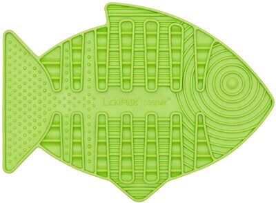 Lickimat Casper, Fish-Shaped Cat Slow Feeders for Feline Boredom &amp; Anxiety Reduction; Perfect for Food, Treats, Yogurt, or Peanut Butter. Fun Alternative to a Slow Feed Cat Bowl or Dish! - (GREEN)