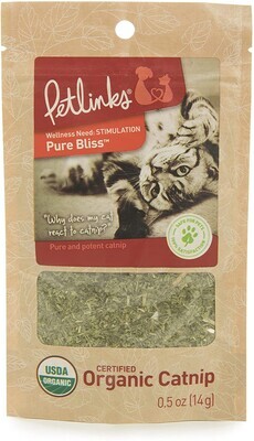 **Petlinks Pure Bliss Organic Catnip, Resealable Pouch - 0.5 oz Pouch