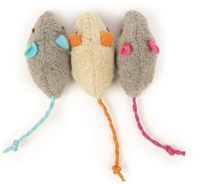 SmartyKat Skitter Critters Cat Toy Catnip Mice, 3/pkg, Gray, Beige