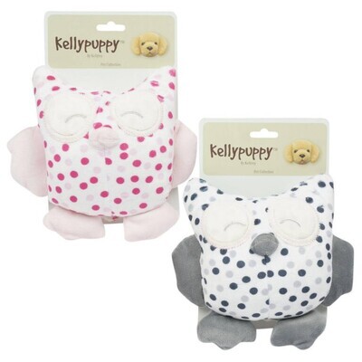 *Kellypuppy Spotted Owl Squeaker Pet Toy, Polka Dot Owl Squeaker Plush 7″