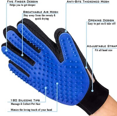 Closeep Dog Grooming Glove 1 Pair Pet Deshedding Brush Gloves Cat Hair Remover Mitt for Pet Massage Long or Short Fur Bathing; PAIR (RIGHT Hand &amp; LEFT Hand); Brand: Closeep