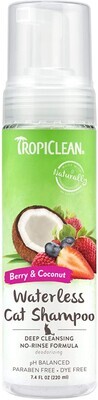 * TropiClean Waterless Shampoos for Cats (Berry &amp; Coconut) – Made in USA; Size: 7.4 fl oz
