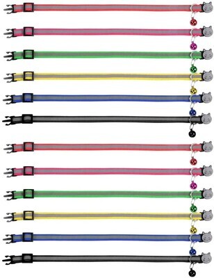 **KZHAREEN Reflective Nylon Breakaway Cat Collars Bell Adjustable Small Pet Cat, Dog, Kittens, Puppies