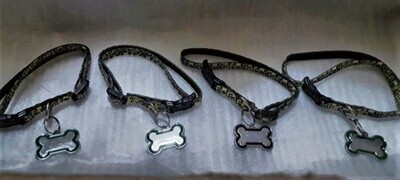 Leopard Print Snap Press/Release Collar (NOT Breakaway) with Bone ID Tag *(you can engrave at a Jeweller)