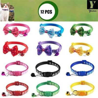 **YASMA Breakaway BOWTIE Polka Dot Print Cat Collar -cat Collar with Bell Kitten Collars with Bell Charm, 1 pc, Solid & Safe, Nylon, Mixed Colors - BREAKAWAY **YASMA Breakaway BOWTIE Polka Dot Print Cat Collar -cat Collar with Bell Kitten Collars with Bell Charm, 1 pc, Solid & Safe, Nylon, Mixed Colors - BREAKAWAY
