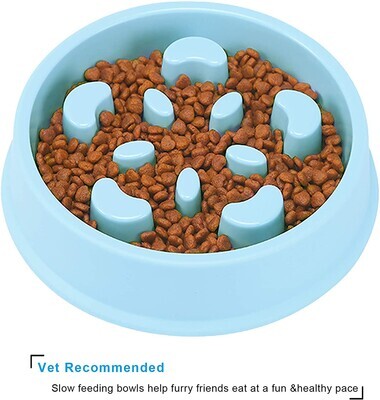 *(2 PK) UPSKY Slow Feeder Dog Bowl No Choking Slow Feeder Bloat Stop Dog Food Water Bowl with Funny Pattern for Medium Small Breed &amp; Puppies. (Set of 2); BLUE (works out as $68 each)