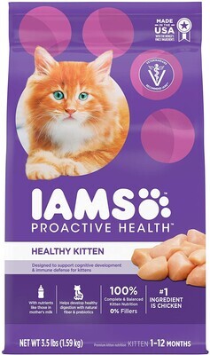 IAMS PROACTIVE HEALTH Healthy KITTEN Dry Cat Food Chicken Recipe; Style: Dry Food; Size: 3.5 lb.