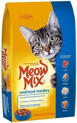Meow Mix Seafood Medley Dry Cat Food, 3.15 Pound Bag