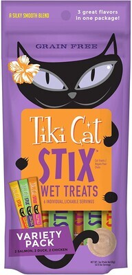 * Tiki Cat Stix Wet Treats, Grain Free Lickable Silky Smooth Blend in Creamy Gravy, Topper or Treat; Variety Pack; Size: 6 Tubes (Pack of 1) - TTD $89.99 (works out as $14.99 per Tube - NOT sold indiv