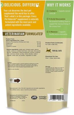 Pet Naturals Urinary Tract Support for Cats, Urinary Tract Supplement, 60 Bite-Sized Chews - Exp. End of 04.2023