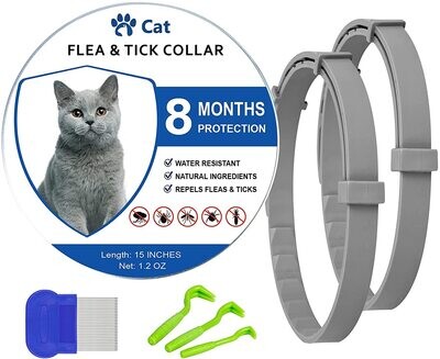FLEA COLLARS - Pets vv 2 Pack Cat Flea Collar with 8 Months, Flea Collar for Cats Easy to Repels Fleas & Ticks, Safe and Effective Cat Flea and Tick Collars FLEA COLLARS - Pets vv 2 Pack Cat Flea Collar with 8 Months, Flea Collar for Cats Easy to Repels Fleas & Ticks, Safe and Effective Cat Flea and Tick Collars