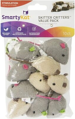 *SmartyKat Skitter Critters Catnip Cat Toys Value Pack, 10 Count; Catnip Mice