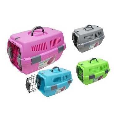 ((1)) PLASTIC TRAVEL CARRIER - COLOURFUL ASSORTED COLOURS; SIZE: 19.2" x 12.8" x 11.8" (48 x 32 x 29.5 Cm)